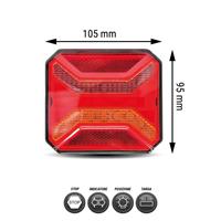 Fanalino posteriore Sx/Dx a LED 105x95x38mm - 3 funzioni e targa